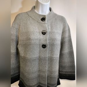 JM Collection 100% Cotton Cardigan Sweater Size M Gray Shades EUC